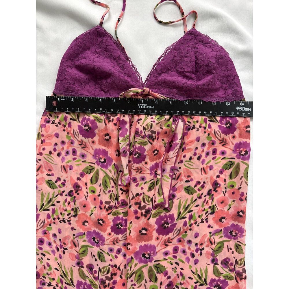 Y2K Floral Lace Chemise Slip Dress Nightgown Pink Purple | Small | NWOT - Picture 11 of 13